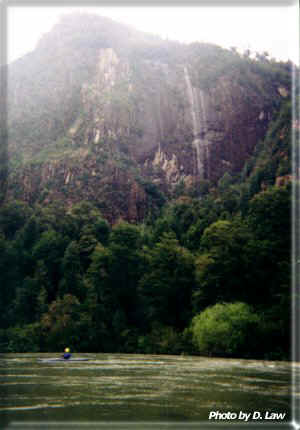 Waterfall on the flooded Futalufu - Don Cohen foreground.